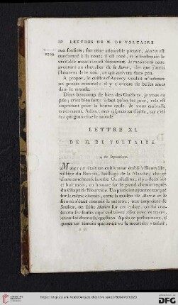 (Lettre XI - XX)
