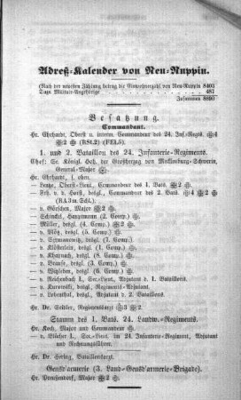 Adreß-Kalender von Neu-Ruppin