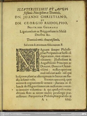 Illustrissimis et Augustißimis Principibus ac Dominis, Dn. Joanni Christiano, Dn. Georgio Rudolpho
