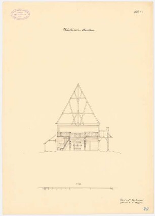Holzkirche, Mikultschütz: Querschnitt 1:100 (aus: Die Holzkirchen und Holztürme der preußischen Ostprovinzen)