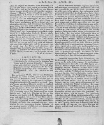 Vergleichende Darstellung der Architectonischen Ordnungen der Griechen und Römer und der neueren Baumeister. Ausg. 1. Hrsg. v. K. Normand. Übers. v. M. H. Jacobi. Potsdam: Riegel 1830