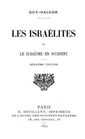 Les Israélites et le judaisme en occident / par Guy-Valvor [d.i. Georges Vayssière]