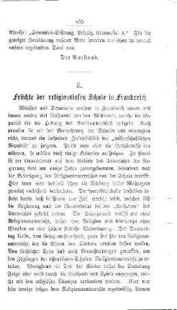 Früchte der religionslosen Schule in Frankreich