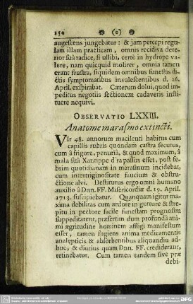 Observatio LXXIII. Anatome marasmo extincti