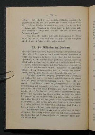 XI. Die Visitation des Seminars.