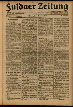 Erste Ausgabe vom Mittwoch, den 03. Dezember 1913.