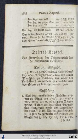 Von der Anwendung der Trigonometrie bey der ausübenden Geometrie.