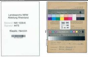 Entnazifizierung Heinrich Klapetz , geb. 21.09.1900 (Baecker)