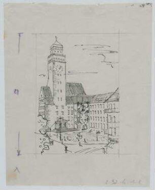Wettbewerb Rathaus Neukölln (nicht realisiert), 2. Preis – Perspektivansicht. Berlin-Neukölln, Karl-Marx-Straße 83