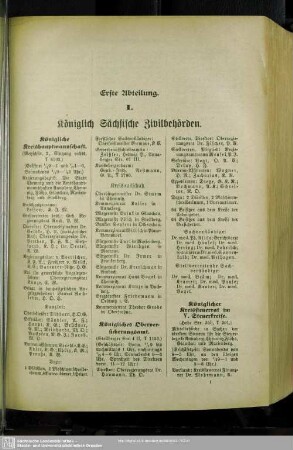 I. Königlich Sächsische Zivilbehörden