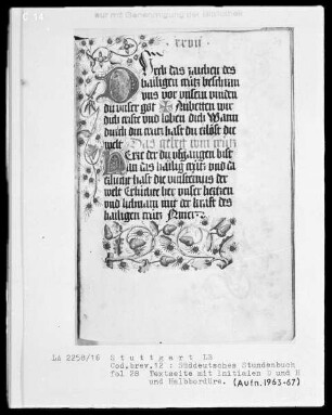 Deutsches Gebetbuch (Waldburg-Gebetbuch) — Initialen D und H, Folio 28recto