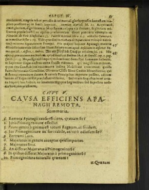 Capvt V. Cavsa efficiens apanagii remota.