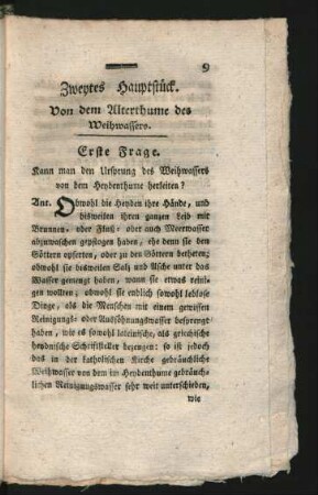 Zweytes Hauptstück. Von dem Alterthume des Weihwassers