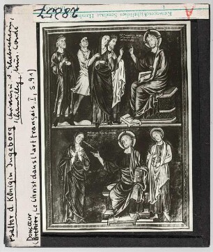 Psalter der Königin Ingeborg: Christus und die Ehebrecherin. Chantilly, Musée Condé