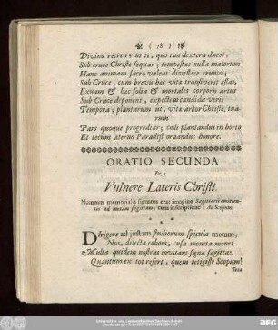 Oratio Secunda De Vulnere Lateris Christi.
