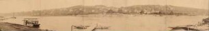 Blick auf Loschwitz über die Elbe von Blasewitz aus : Dresden-Loschwitz. Blick über die Elbe von Blasewitz aus, am Ufer Boote liegend
