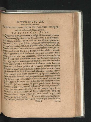 Disputatio XX. Fundamentum tertium Orthodoxae interpretationis verborum S. Coenae, petitum.