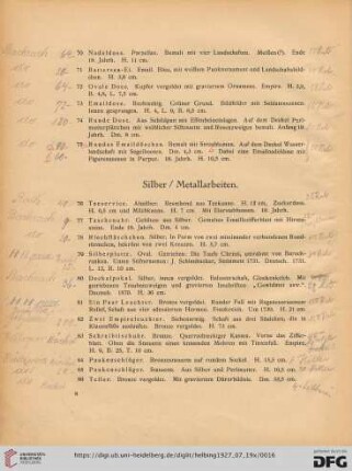 Silber / Metallarbeiten (Nr. 76-91)