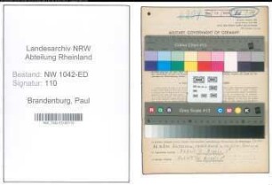 Entnazifizierung Paul Brandenburg , geb. 13.08.1916 ()
