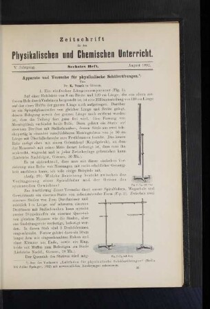 Apparate und Versuche für physikalische Schülerübungen.