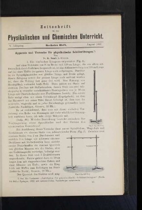 Apparate und Versuche für physikalische Schülerübungen.