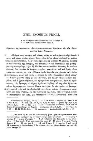 XVIII. Encomium Procli