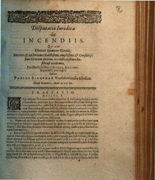 Disputatio Iuridica de Incendiis