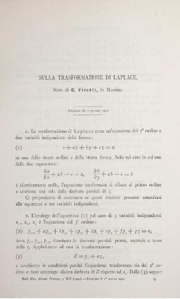 Sulla trasformazione di laplace.