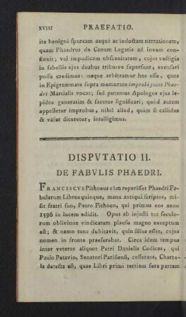Disputatio II. De fabulis Phaedri.