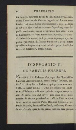 Disputatio II. De fabulis Phaedri.