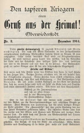 2.1914: tapferen Kriegern einen Gruß aus der Heimat