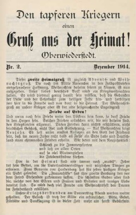2.1914: tapferen Kriegern einen Gruß aus der Heimat