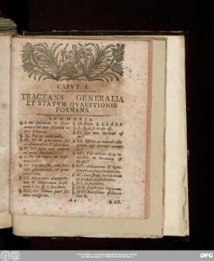 Caput I. Tractans Generalia Et Statum Quaestionis Formans.
