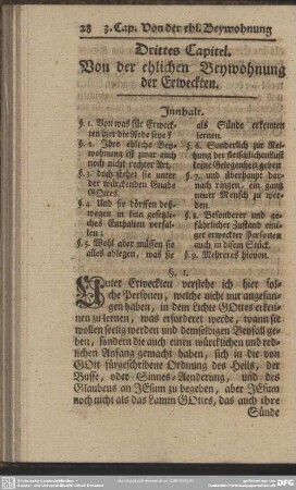 Drittes Capitel. Von der ehlichen Beywohnung der Erweckten