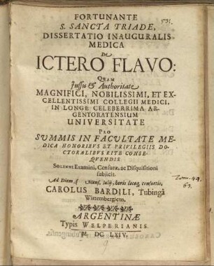 Dissertatio Inauguralis Medica De Ictero Flavo