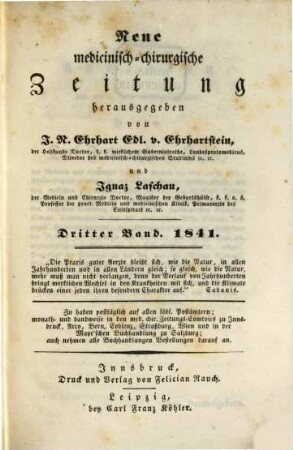 Neue medicinisch-chirurgische Zeitung. 1841, 3