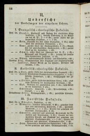 14-16, II. Uebersicht der Vorlesungen der einzelnen Lehrer