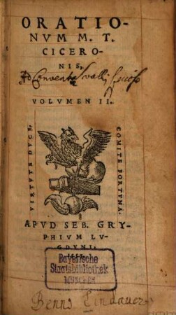 M. Tvllii Ciceronis Orationvm Tomvs ..., 2