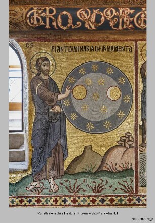 Bildprogramm des Palazzo dei Normanni : Alttestamentlicher Zyklus : Scheidung von Wasser und Land, Erschaffung der Gestirne