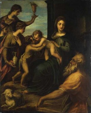 Madonna mit Kind, Johannes dem Täufer, Zacharias und Heiligen