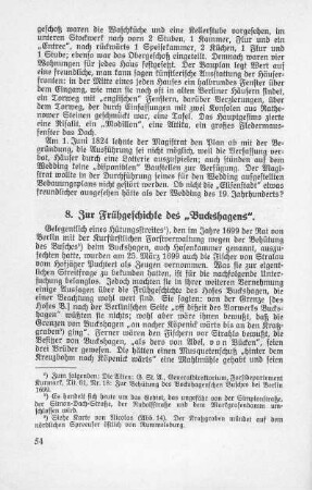8. Zur Frühgeschichte des "Buckshagens"