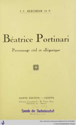Béatrice Portinari : personnage réel et allégorique