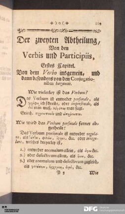 Erstes Capitel. Von dem Verbo insgemein, und dann besonders von den Conjugationibus barytonis