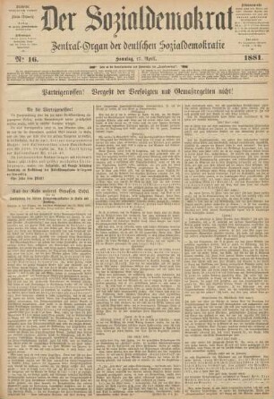 No 16. Sonntag, 17. April. 1881.
