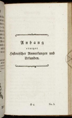 Anhang einiger Historischer Anmerkungen und Urkunden.