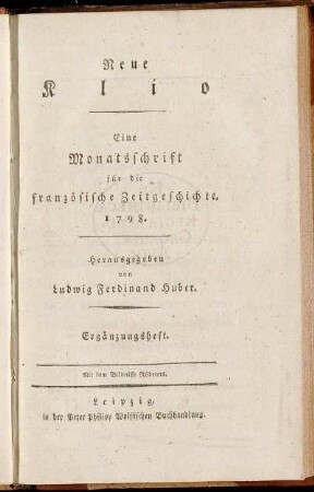 1798.: Ergänzungsheft.