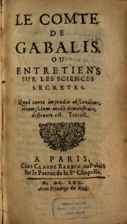 Le comte de Gabalis, ou Entretiens sur les sciences secretes