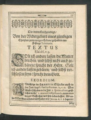 Die dritte Leichpredigt/ Von der Widergeburt eines gleubigen Christen zum ewigen Leben ...