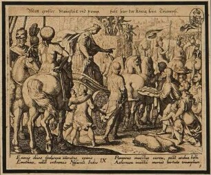 Alexanders triumphaler Einzug in Babylon, Blatt 9, aus der Serie der Taten Alexanders des Großen