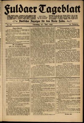 Ausgabe vom Dienstag, den 27. Juli 1920.